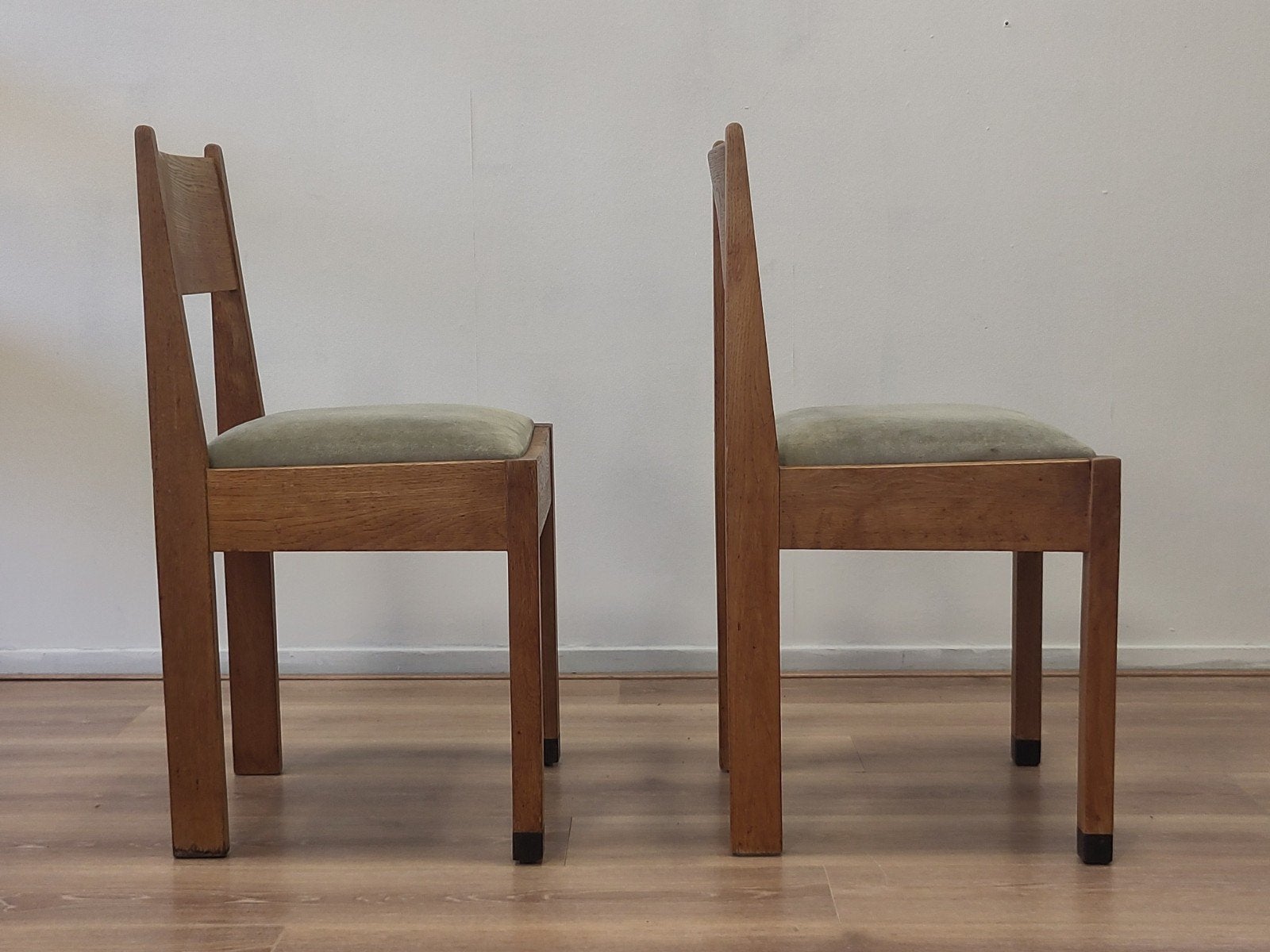 2x Art Deco stoel Lov Oosterbeek jaren 30 eetkamertoel hout, Gebruikt, Twee, Bruin, .