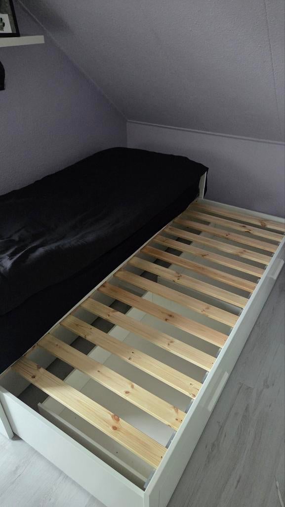 Brimnes bedbank 80x200, Ophalen, Gebruikt, Eenpersoons, Wit