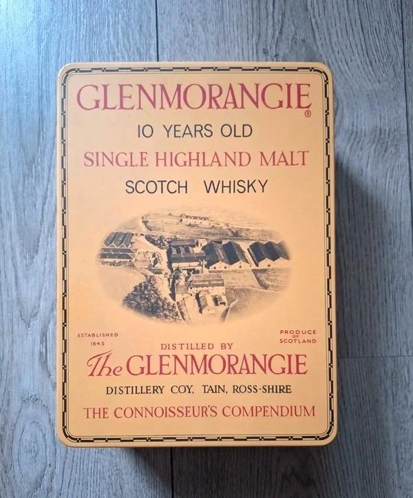 Vintage Glenmorangie whisky blik opbergdoos retro, Ophalen of Verzenden, Gebruikt, Overige, Overige merken