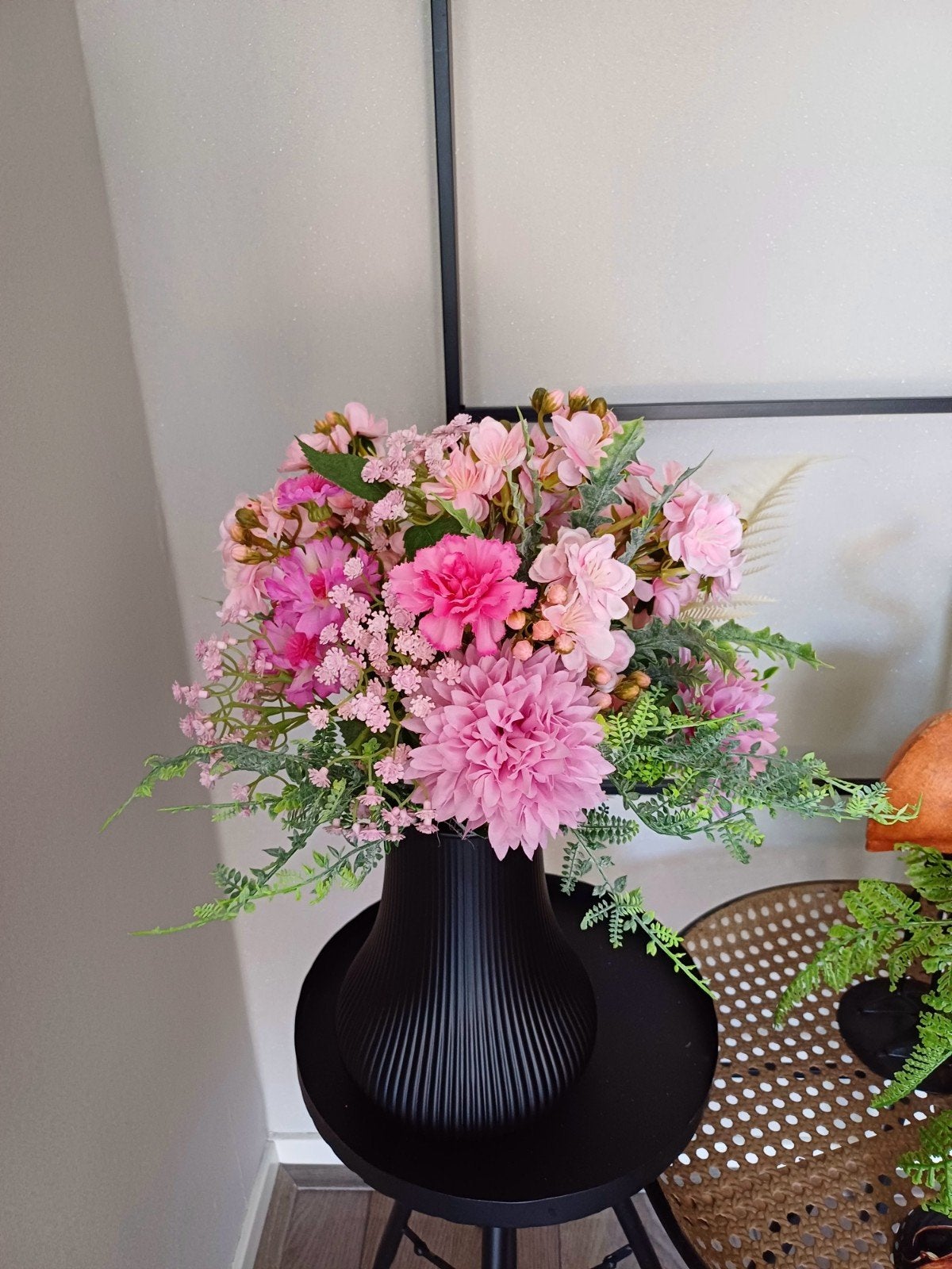 Zijden bloemen boeket met vaas - 45cm hoog, Ophalen of Verzenden, Nieuw