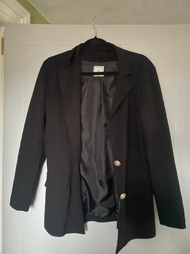 Zwarte blazer met gouden knopen, Kleding | Dames, Maat 38/40 (M), Zwart, Ophalen of Verzenden, Zo goed als nieuw