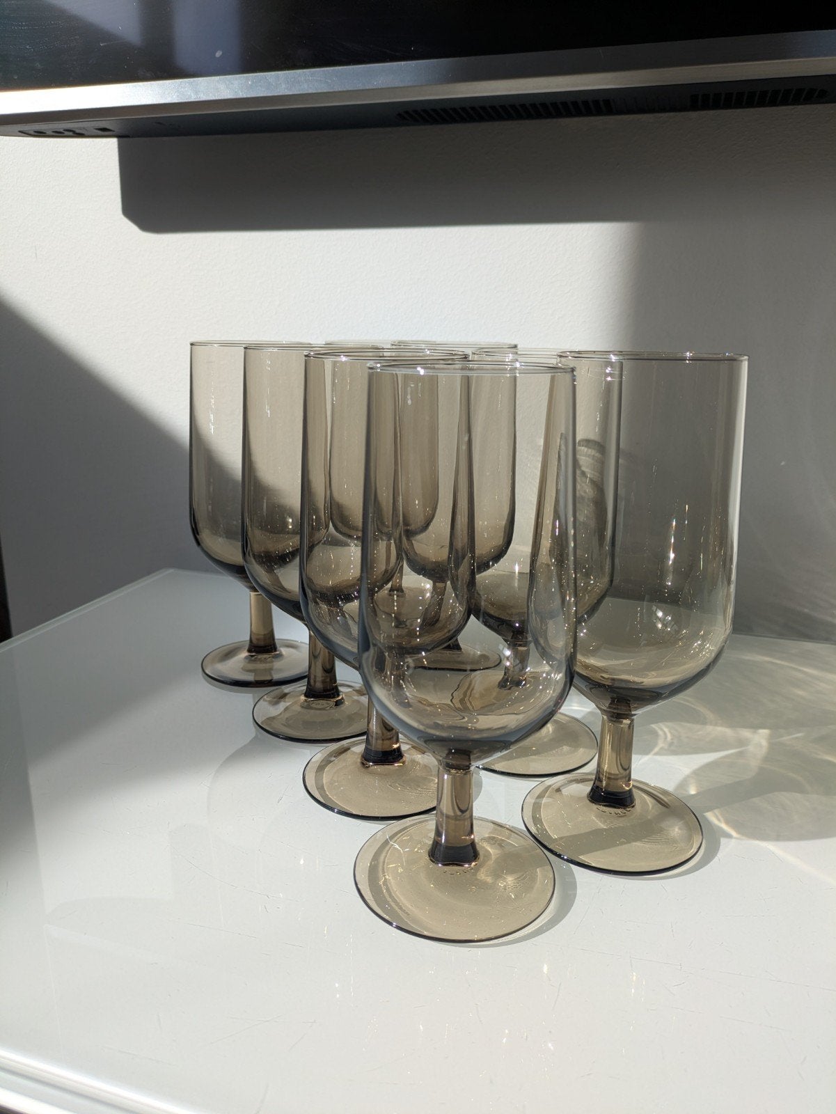 8 stuks vintage Luminarc rookglas wijn/bier/ fris glazen., Verzamelen, Ophalen of Verzenden, Overige typen
