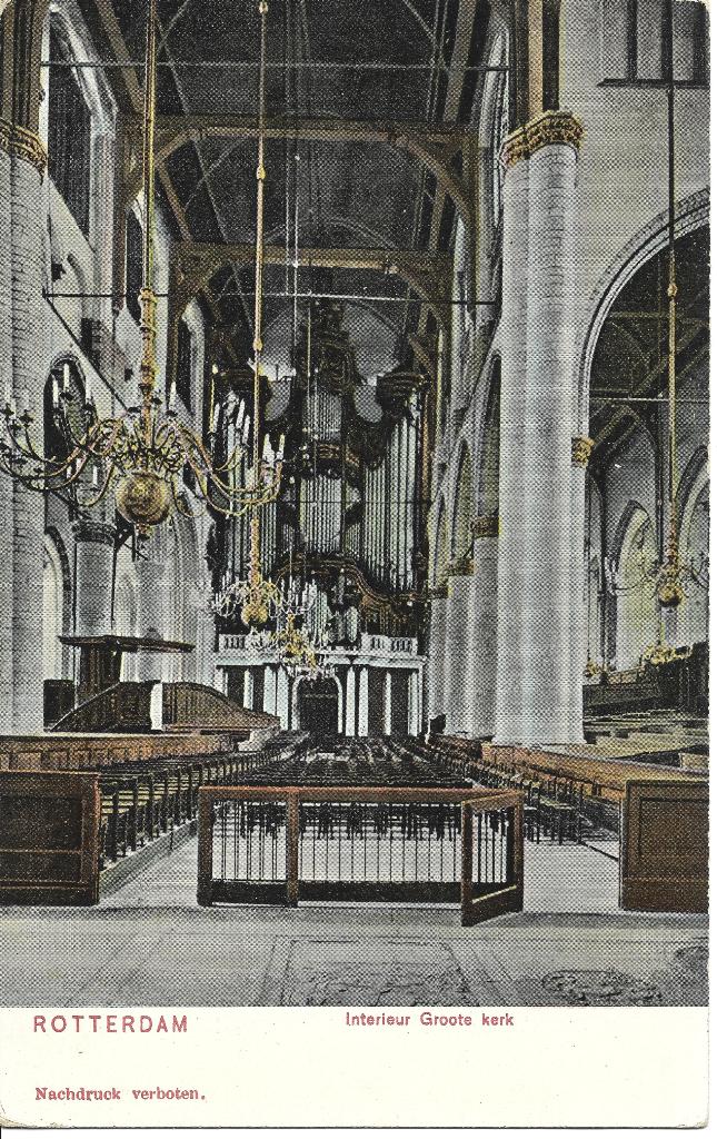 Rotterdam Laurenskerk interieur orgel, Ophalen of Verzenden, Voor 1920, Ongelopen, Zuid-Holland