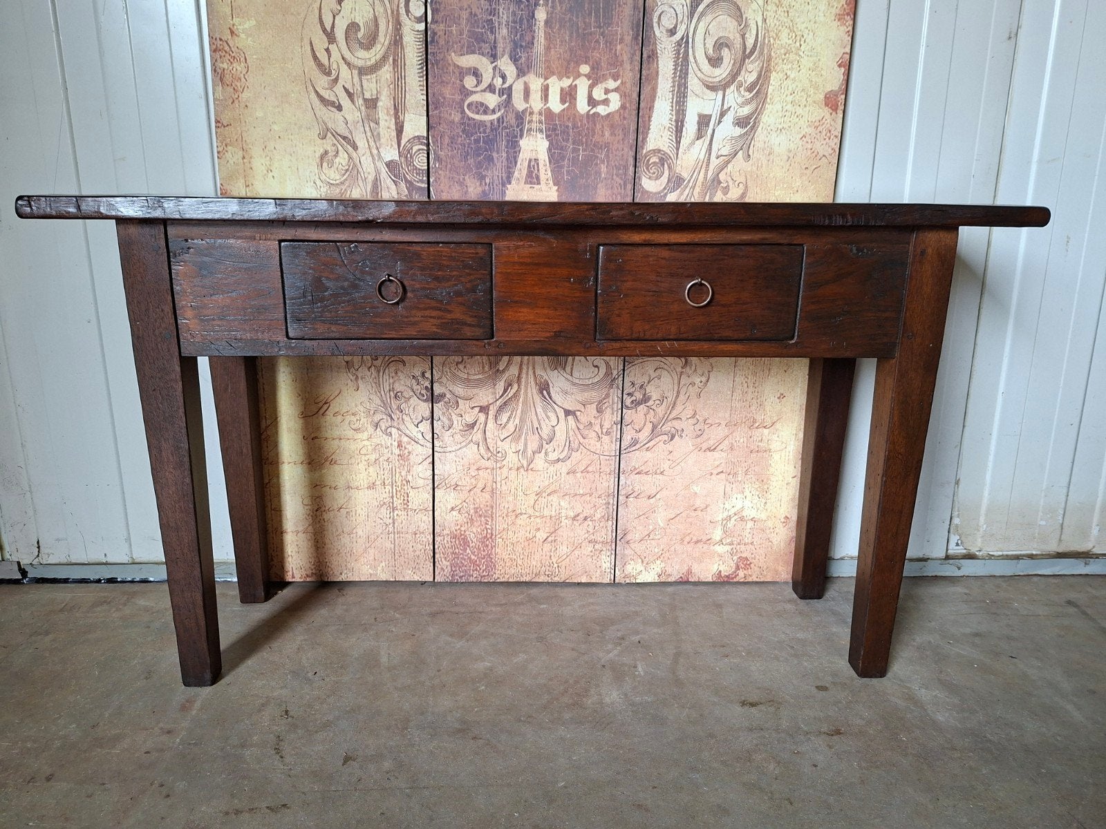 Robuuste teakhouten sidetable, haltafel, console, Huis en Inrichting, Ophalen of Verzenden, 25 tot 50 cm, Rechthoekig