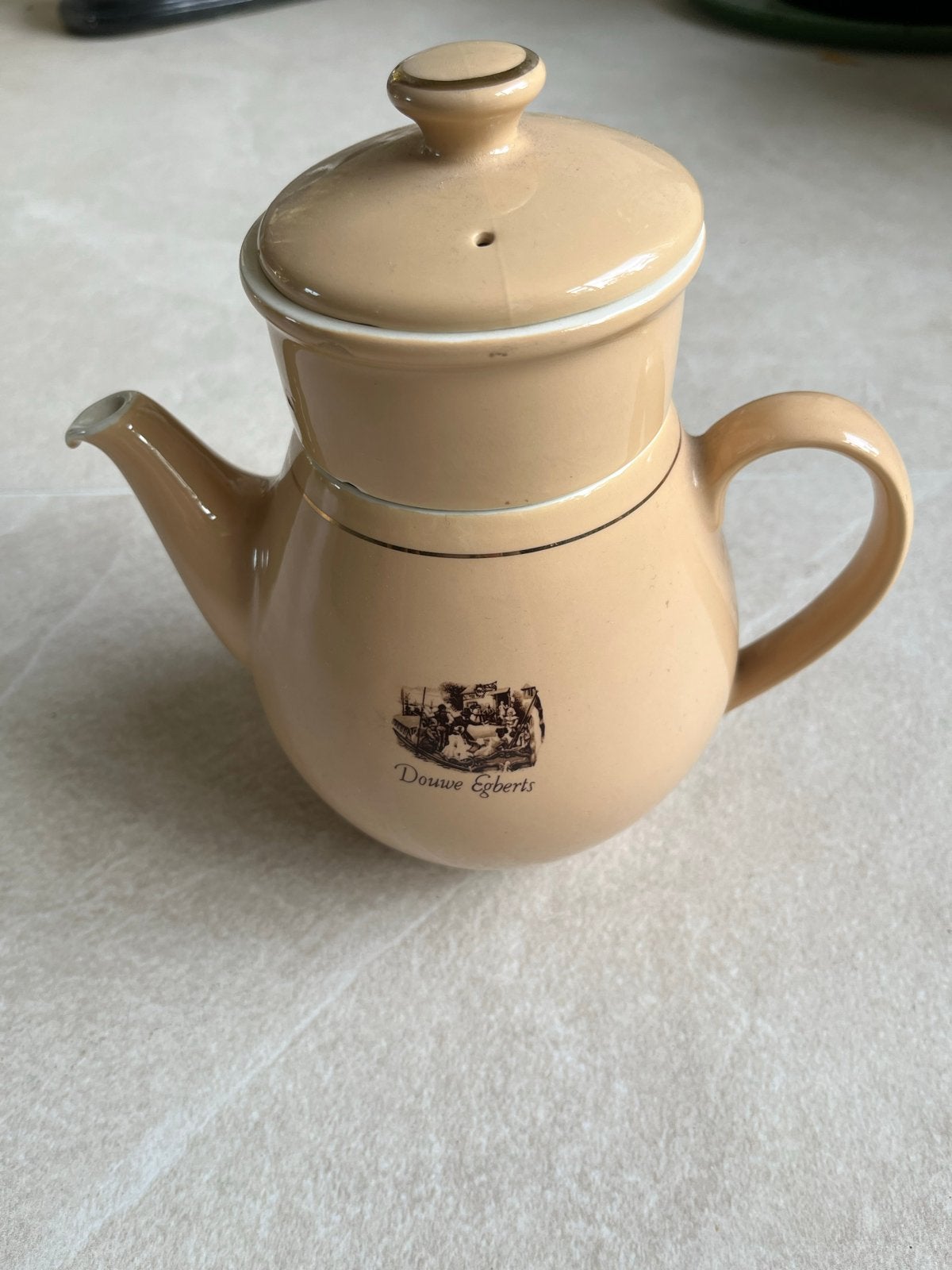 Douwe Egberts Theepot/Fluitketel - Vintage Design, Gebruikt, Steen/keramiek, Overige merken, Ophalen
