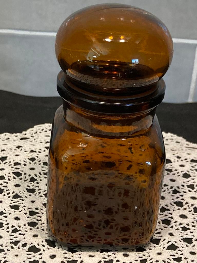 Vintage glazen stopfles 13cm (310326c), Ophalen of Verzenden, Gebruikt