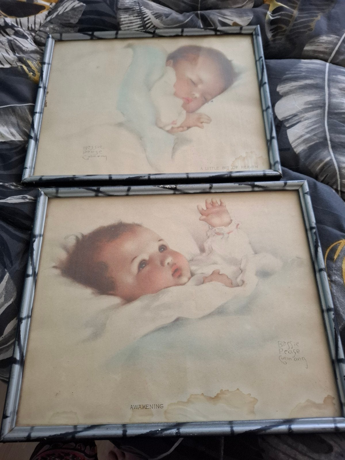 Vintage baby prenten van Bessie Pease Gutmann, Ophalen, Print, Prent, Ingelijst