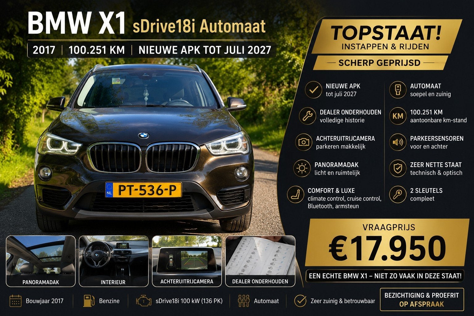 BMW X1 sDrive18i Automaat 2017 | Nieuwe APK 2027 | Topstaat, Auto's, BMW, Bruin, Origineel Nederlands, 75 €/maand, 19 km/l