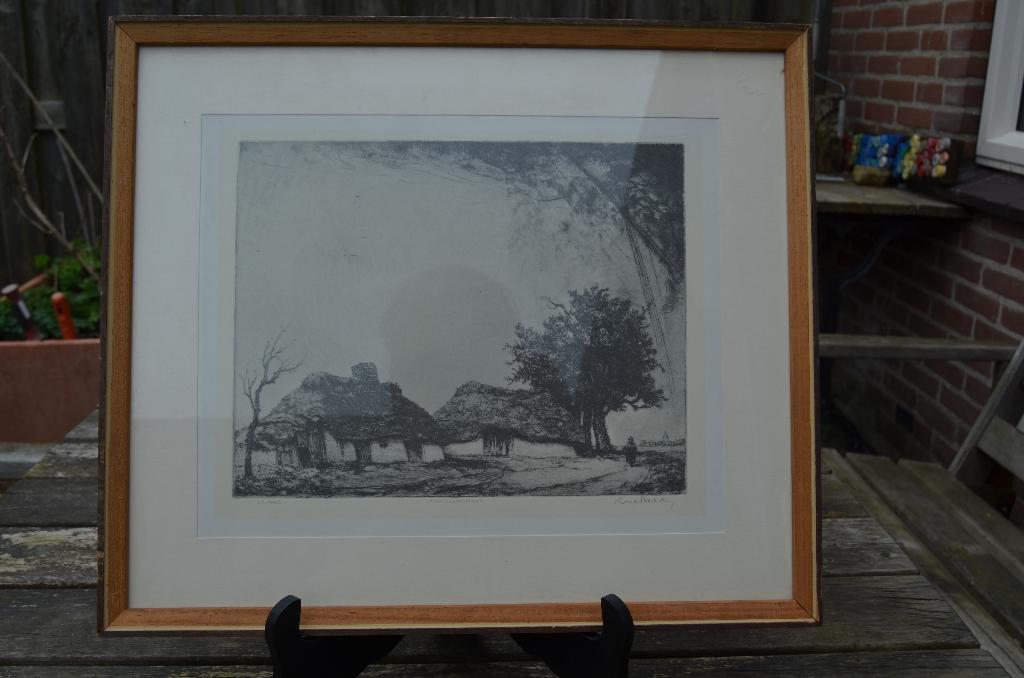 Chromolitho boerenwoning Oud Achterbosch Mol Dirk Baksteen, Ophalen of Verzenden