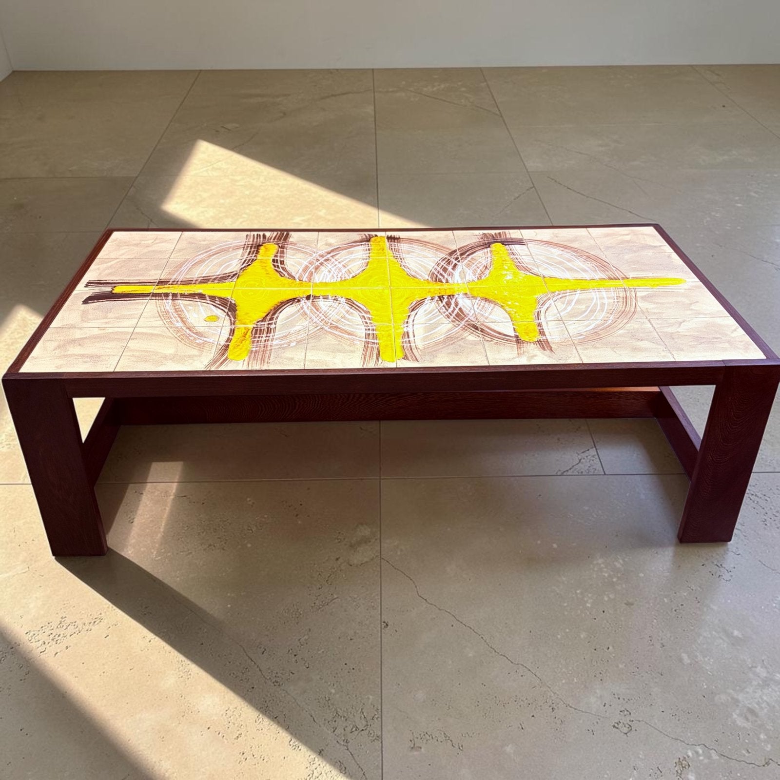 Deense salontafel, wengé met keramiek blad, jaren ‘70, Huis en Inrichting, Gebruikt, 100 tot 150 cm, Vintage, Deens design, jaren '70