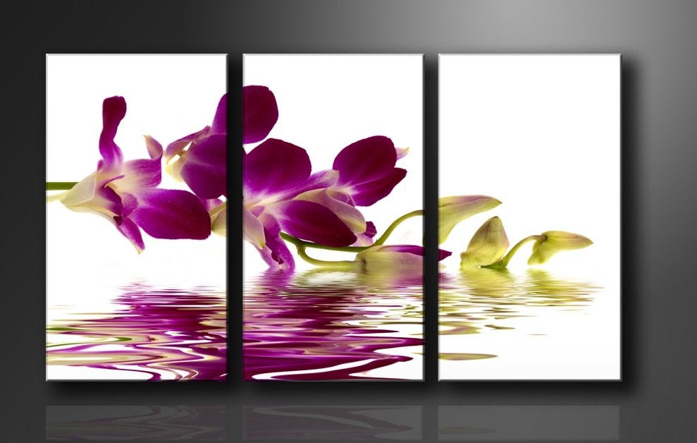 Nieuw * 3 Luik van Canvas * Orchidee 90x160cm, Ophalen of Verzenden, Bloemen