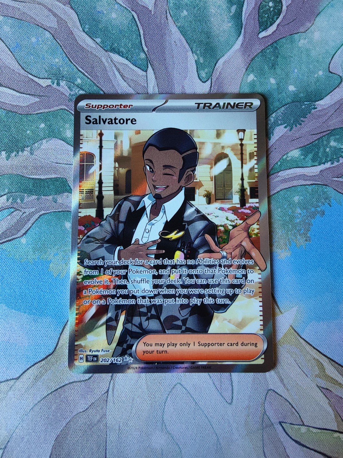Pokemon temporal forces Salvatore full art trainer 202/162, Ophalen of Verzenden, Nieuw, Losse kaart, Foil