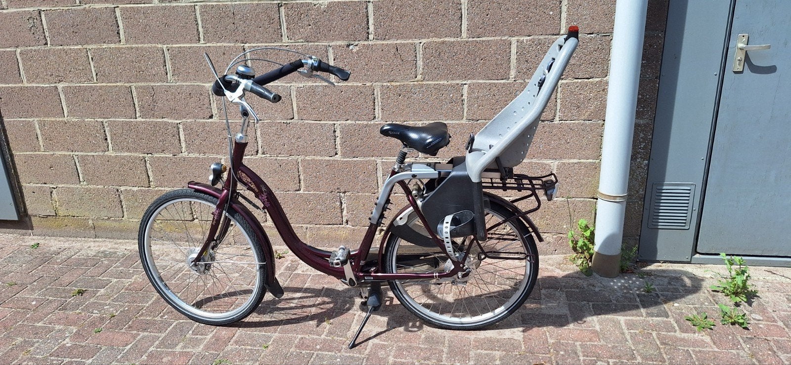 Sparta Amazone mamafiets met 1 kinderzitje, Ophalen, Sparta, Gebruikt, Dubbele standaard