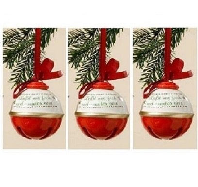 Kerstbal keramische kerstbel set/3 Nieuw!, Verzenden, Nieuw, Kerst of Sinterklaas