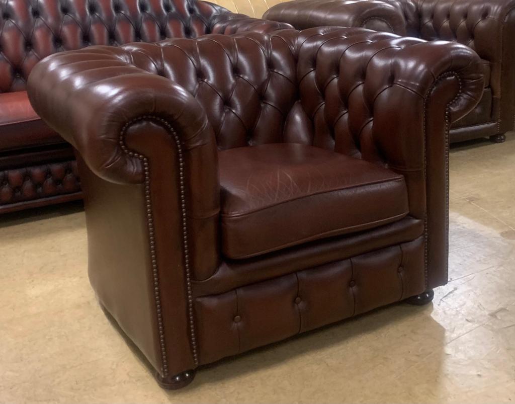 Prachtige Chesterfield Fauteuil Bruin., Gebruikt, Ophalen of Verzenden, Leer, 75 tot 100 cm