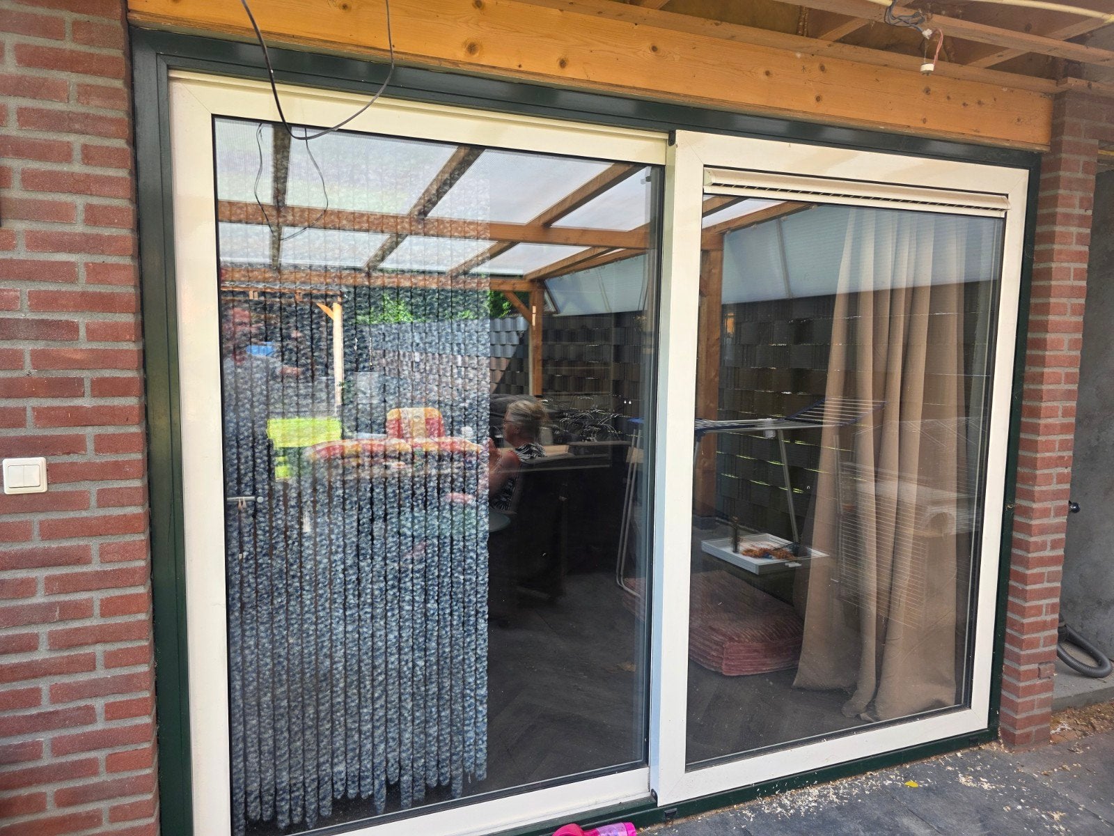 Wit met groen 2300 hoog 3000 breed, Doe-het-zelf en Verbouw, Kozijnen en Schuifpuien, Ophalen, Gebruikt, 225 cm of meer, Aluminium