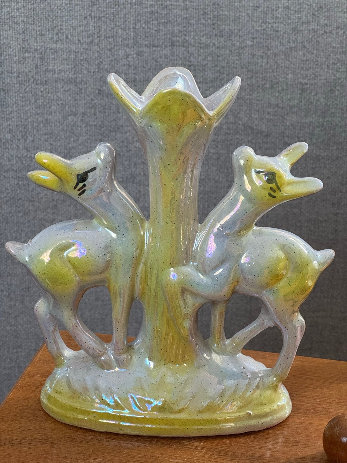 Vintage Parelmoer Glazuur Herten Vaasje jaren 50, Antiek en Kunst, Ophalen of Verzenden