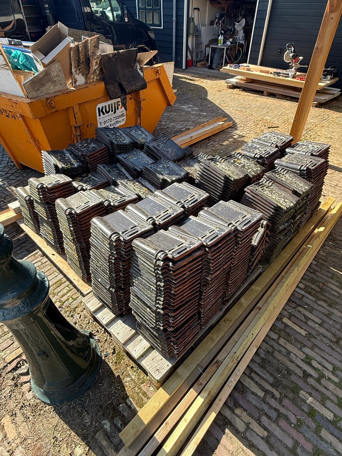 Dakpannen Keramisch Pottelberg Tuile du Nord Zwart Gelakt, Gebruikt, Steen of Klei, Zwart, Ophalen of Verzenden