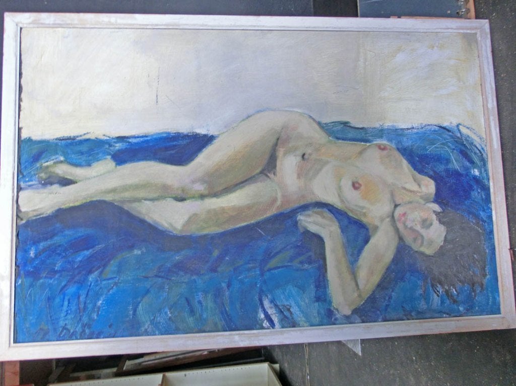 Liggend Naakt, Ophalen, Gesigneerd, Olieverf, Figuren