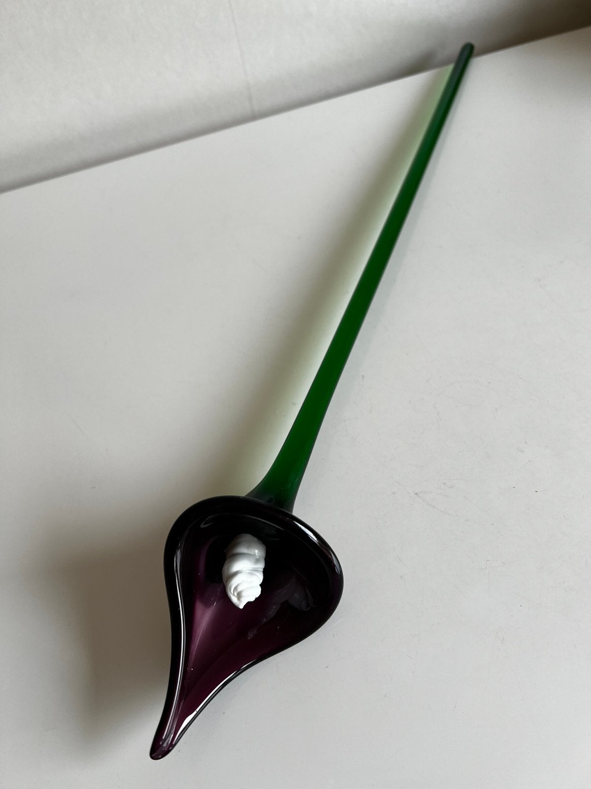 Vintage Murano Italy Glazen Bloem Calla op Steel Jaren 70, Ophalen of Verzenden