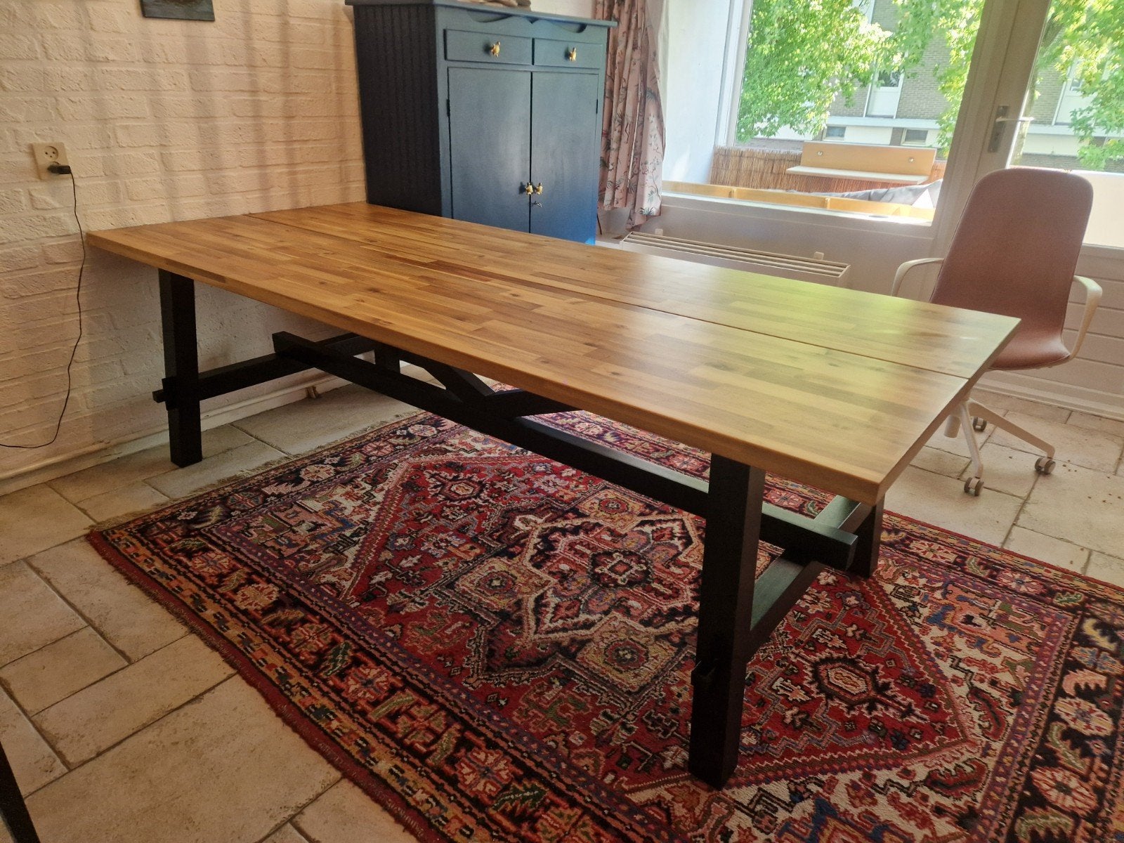 Ikea Skogsta eettafel 235cm, Ophalen, Gebruikt, 200 cm of meer, Vijf personen of meer