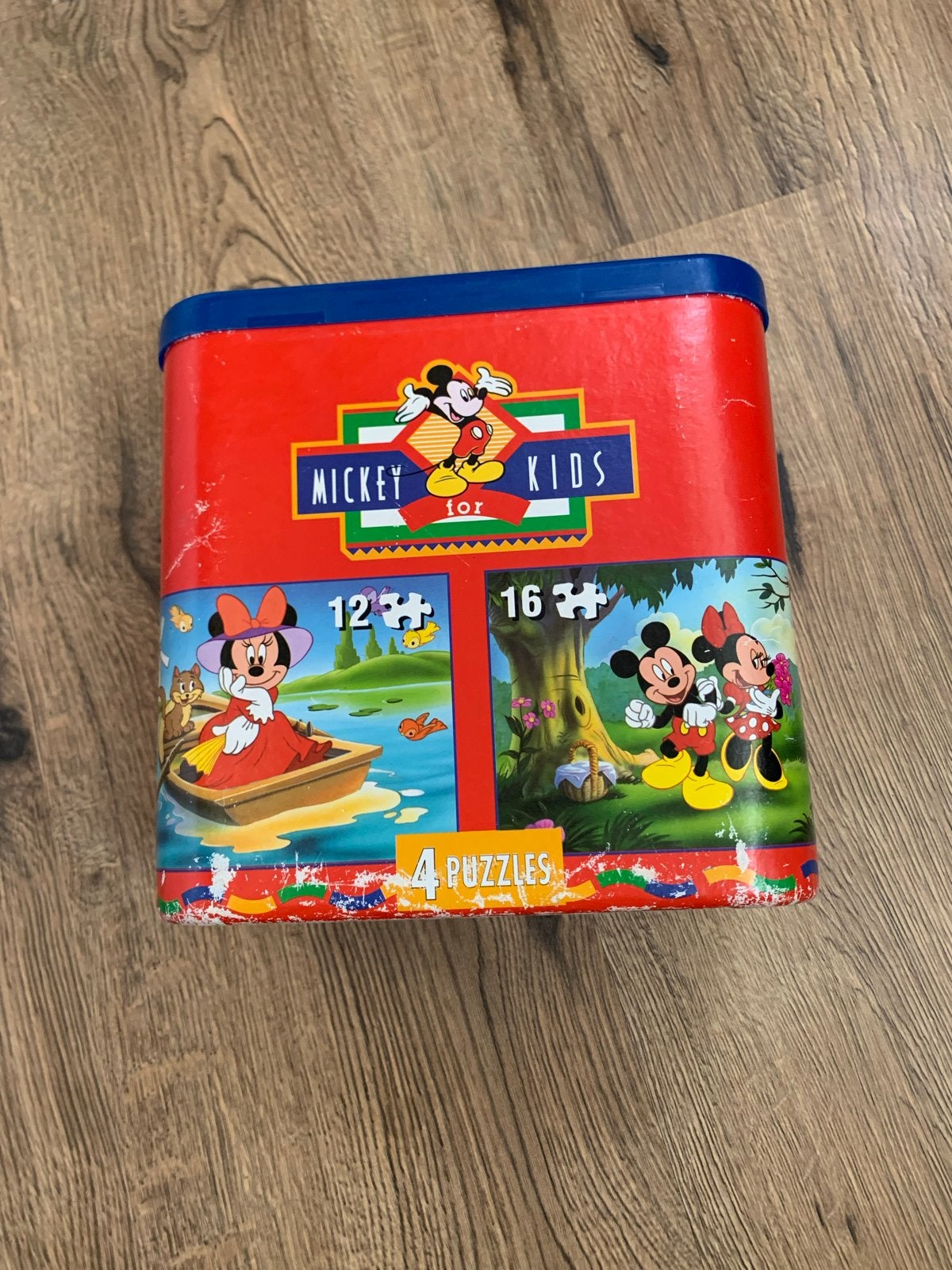 GratisMickey Kids 4 Puzzels in Blik - Disney Vintage, Ophalen, 10 tot 50 stukjes, Gebruikt, 2 tot 4 jaar