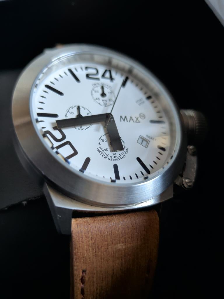 Max horloge, Sieraden, Tassen en Uiterlijk, Horloges | Heren, Overige merken, Leer, Staal, Polshorloge