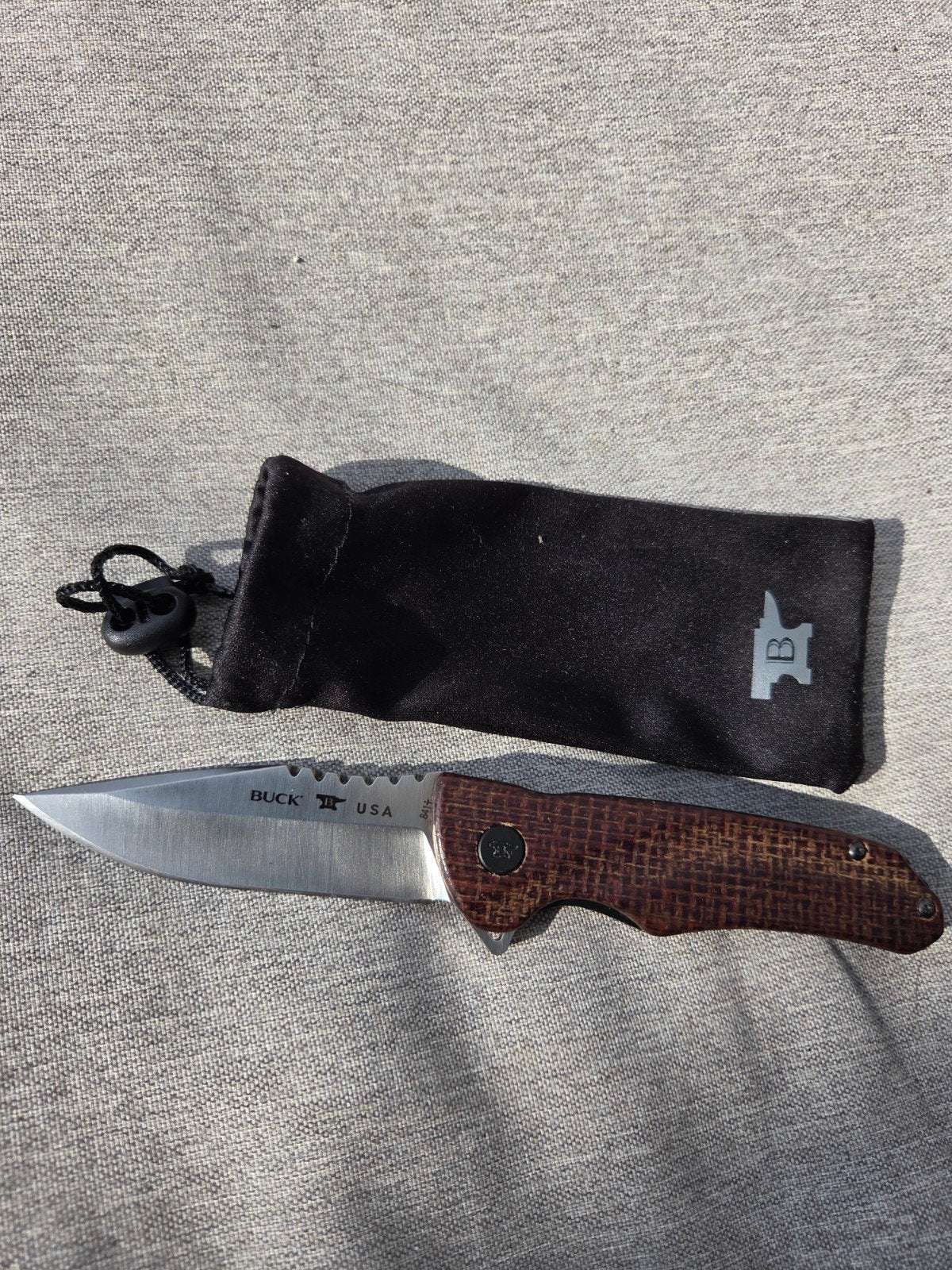 Buck 841 Sprint Pro Burlap Micarta sv30, Ophalen of Verzenden, Zo goed als nieuw