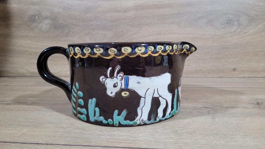Heimberg Zwitserland Keramische Schenkkan met Geitdecoratie, Antiek en Kunst, Ophalen of Verzenden