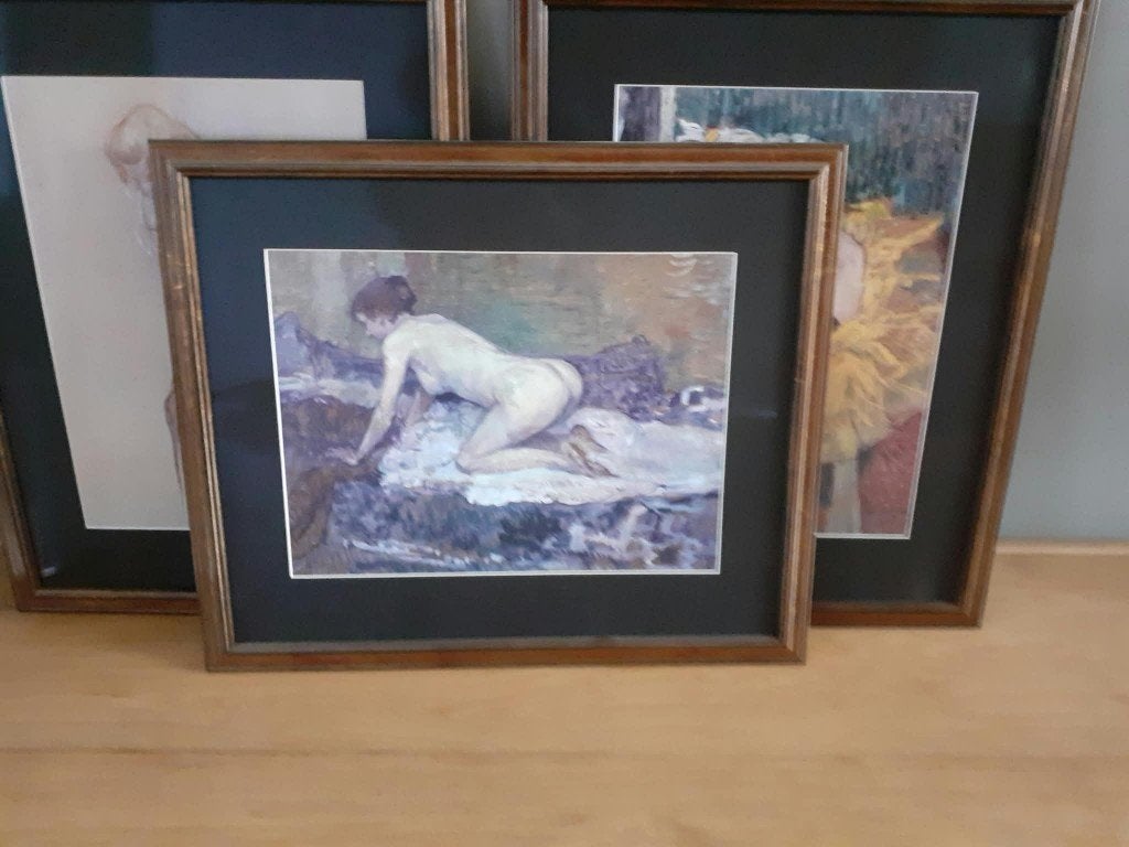 Set van 3 Ingelijste Kunstreproducties – Toulouse Lautrec, Ophalen, Zo goed als nieuw