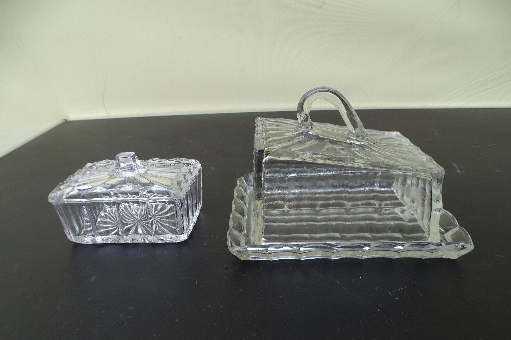 Kaasstolp en botervloot, glas, Ophalen of Verzenden