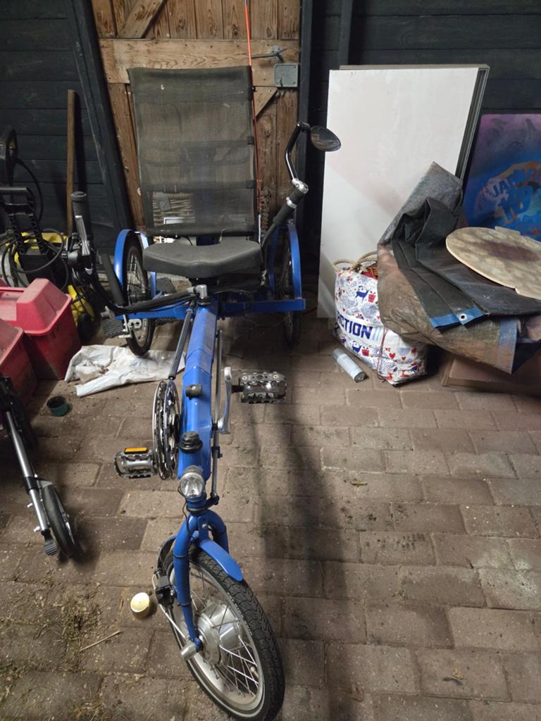 USVA Elektrische ligfiets met onderstuur en mand, Ophalen, Gebruikt, Velgrem, USVA