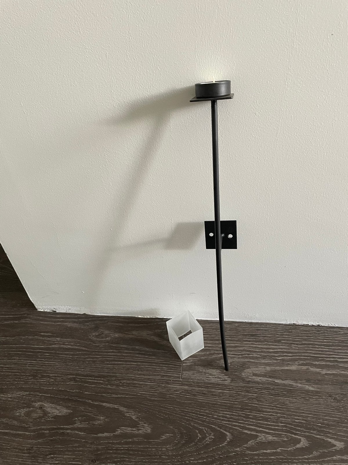 Wand waxinelichthouder 50cm metaal/glas, Overige merken, Gebruikt, Zwart, Ophalen