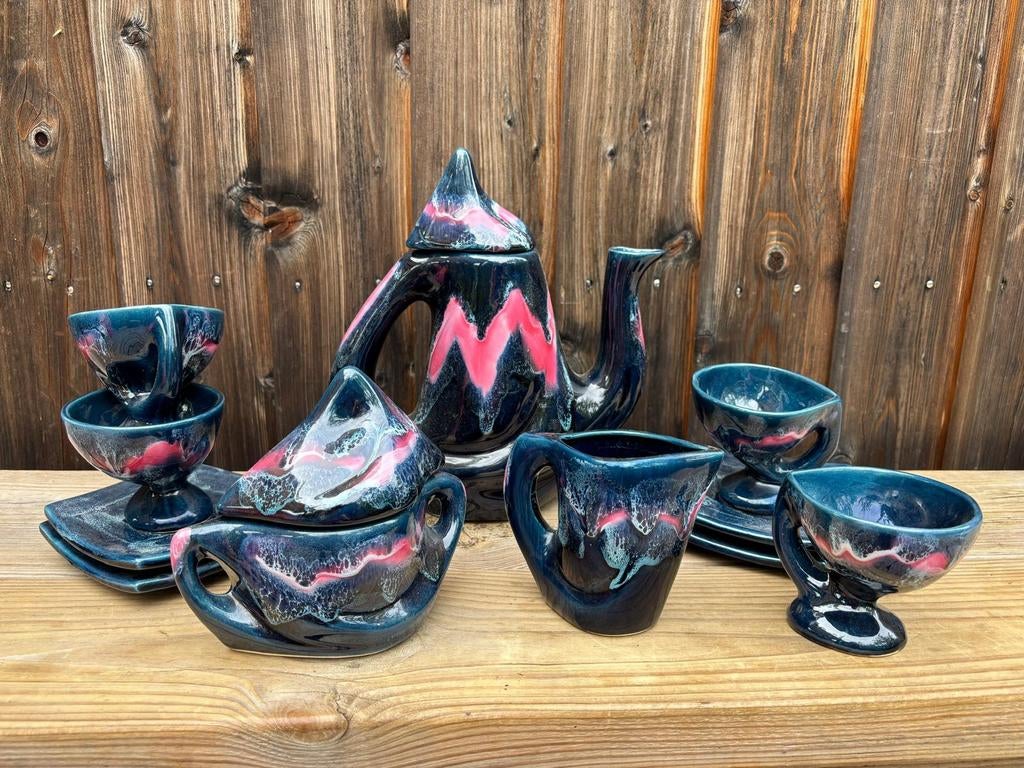 Vallauris servies, 11 delig, keramiek, Frans, Antiek en Kunst, Antiek | Servies compleet, Ophalen of Verzenden