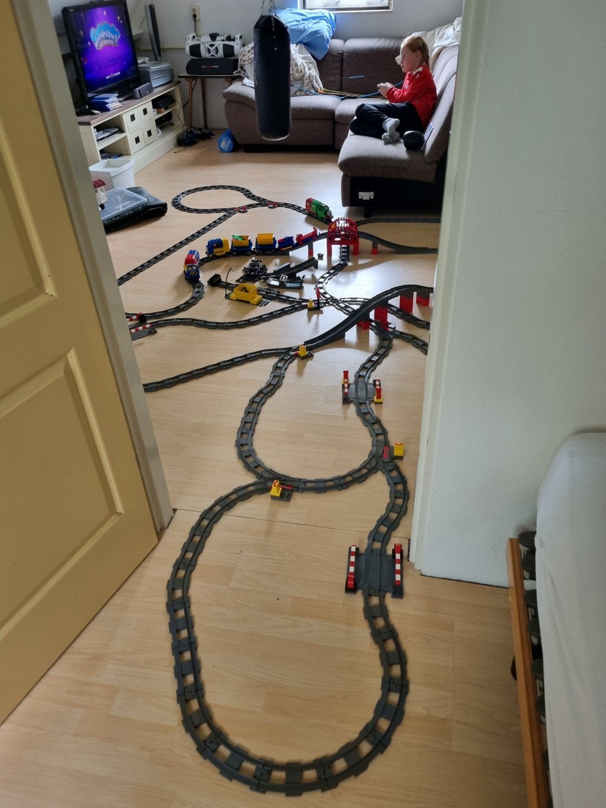 Zeer grote Lego Duplo treinbaan, Gebruikt, Ophalen of Verzenden, Duplo, Complete set