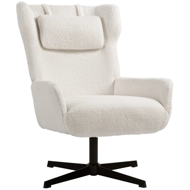 designstoel Draaibare Fauteuil teddystof relaxstoel, Modern, Comfortabel, Draaibaar, Wit, Nieuw, Ophalen of Verzenden