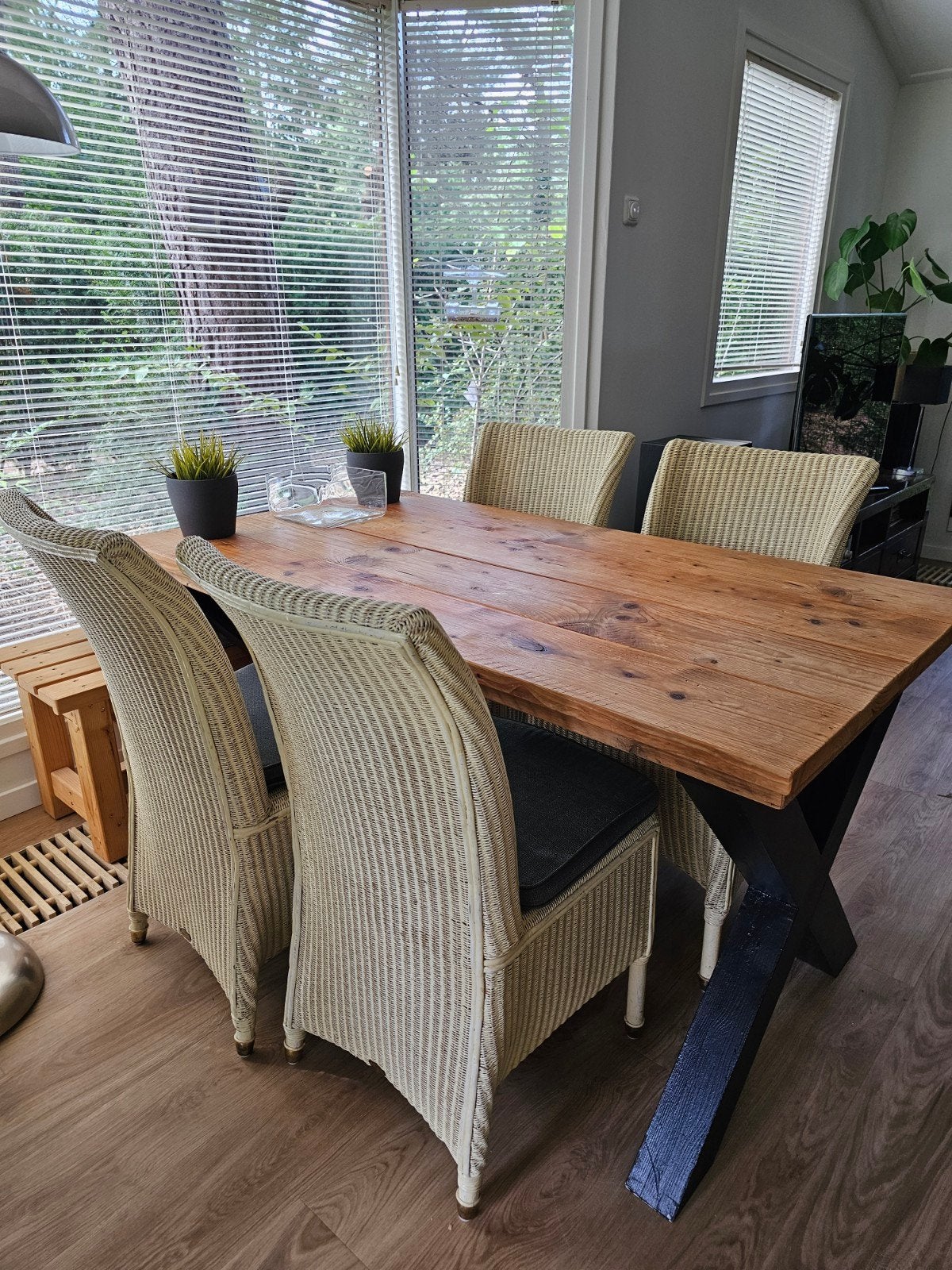 Set van 4 W. Lusty & Sons Lloyd Loom eetkamerstoelen, Ophalen, Gebruikt, Overige kleuren, Riet of Rotan