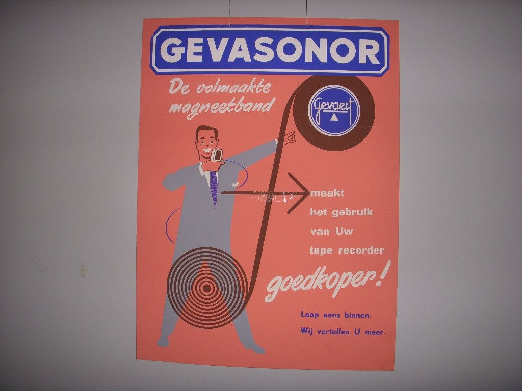 PRACHTIG reclamebord Gevaert ' Gevasonor ' magneetband, Ophalen of Verzenden, Zo goed als nieuw, Reclamebord