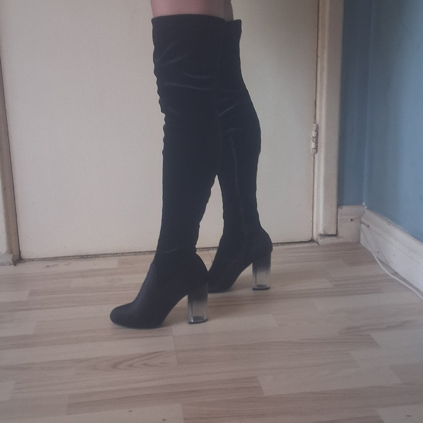 Zwarte overknee laarzen met hak - maat 36, Ophalen, Gedragen, Zwart, Hoge laarzen
