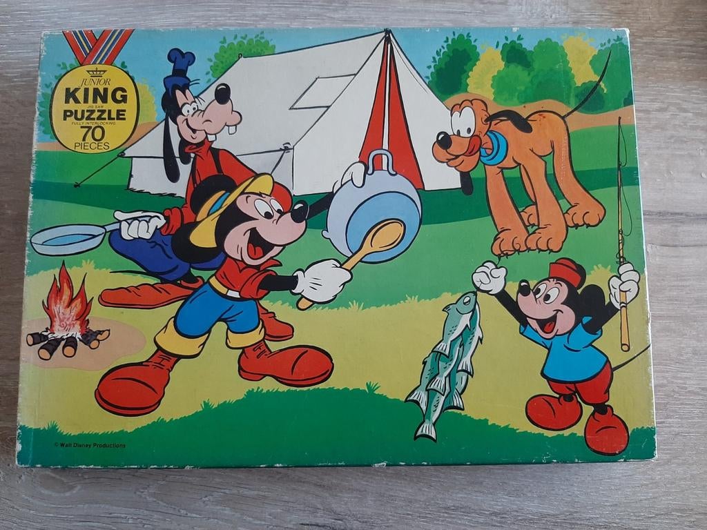 Vintage King Puzzle Mickey Mouse & Goofy 70 stukjes, Ophalen of Verzenden, 10 tot 50 stukjes, Gebruikt, 4 tot 6 jaar