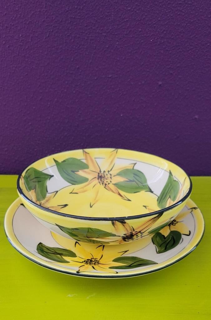 Kommen en schalen print Zonnebloem, Huis en Inrichting, Keuken | Servies, Ophalen of Verzenden, Aardewerk, Overige stijlen, Kom(men)