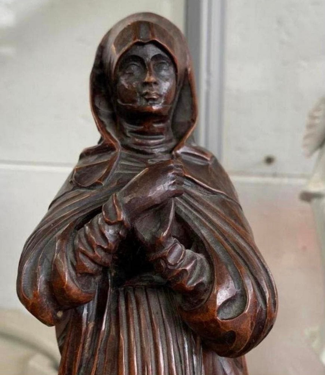 Beeld oud antiek houten mooi gesneden Madonna beeld, Verzenden