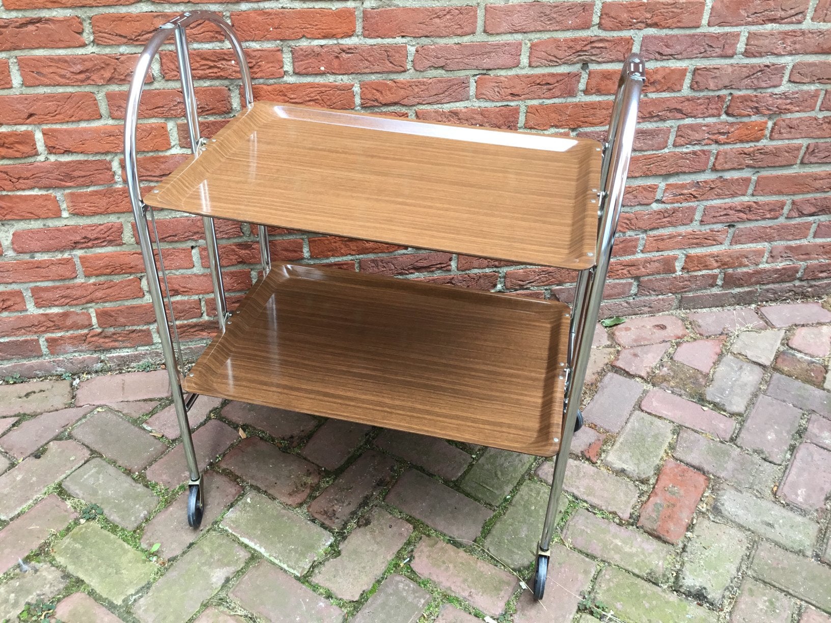Vintage Bremshey & Co Dinett serveerwagen, inklapbaar, Ophalen