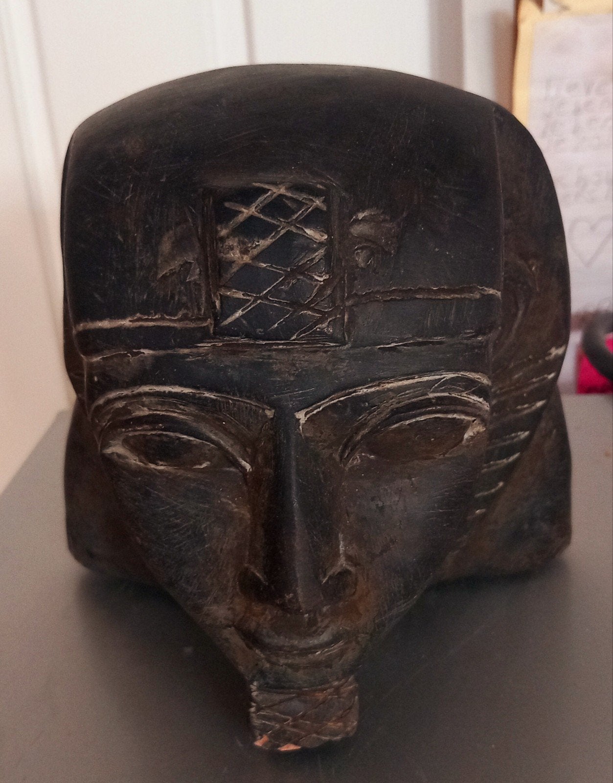 Antieke Egyptische Buste - Farao, Minder dan 20 cm, Buste, Ophalen of Verzenden, Handgemaakt