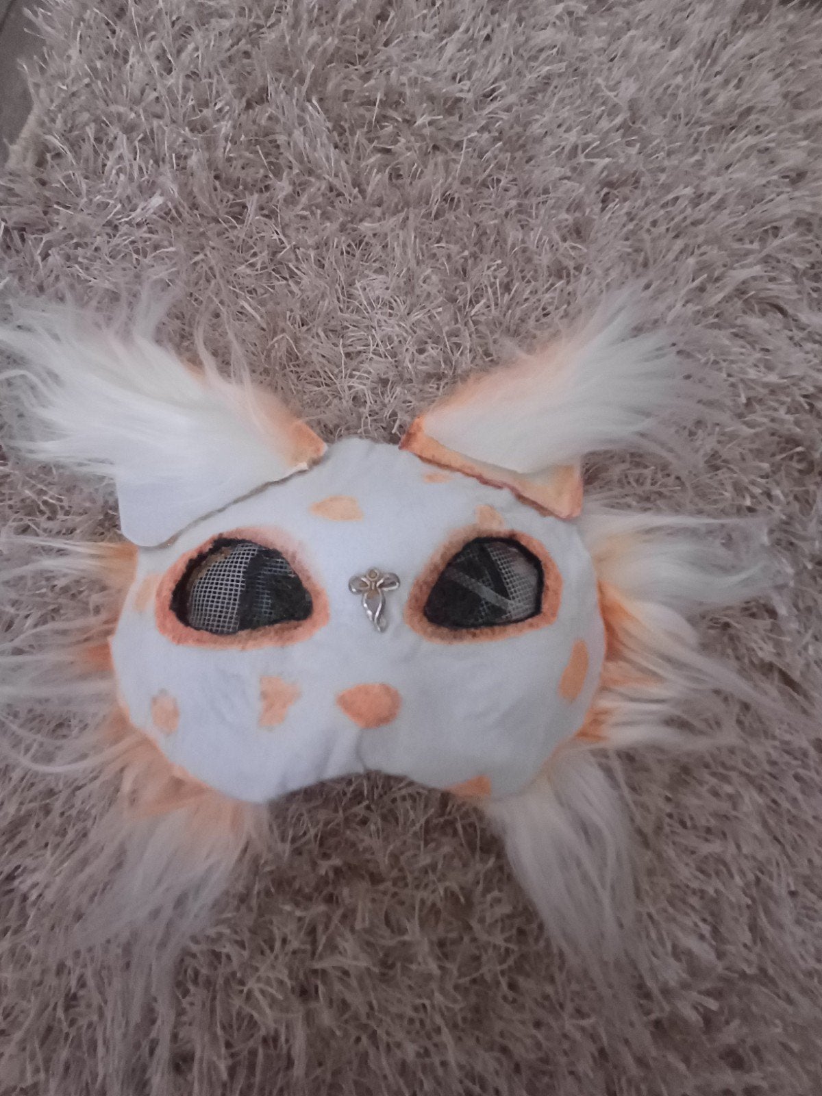 Unieke Handgemaakte Fursuit Masker - Wit/Oranje, Ophalen of Verzenden, Zo goed als nieuw, Toneelattributen of Onderdelen