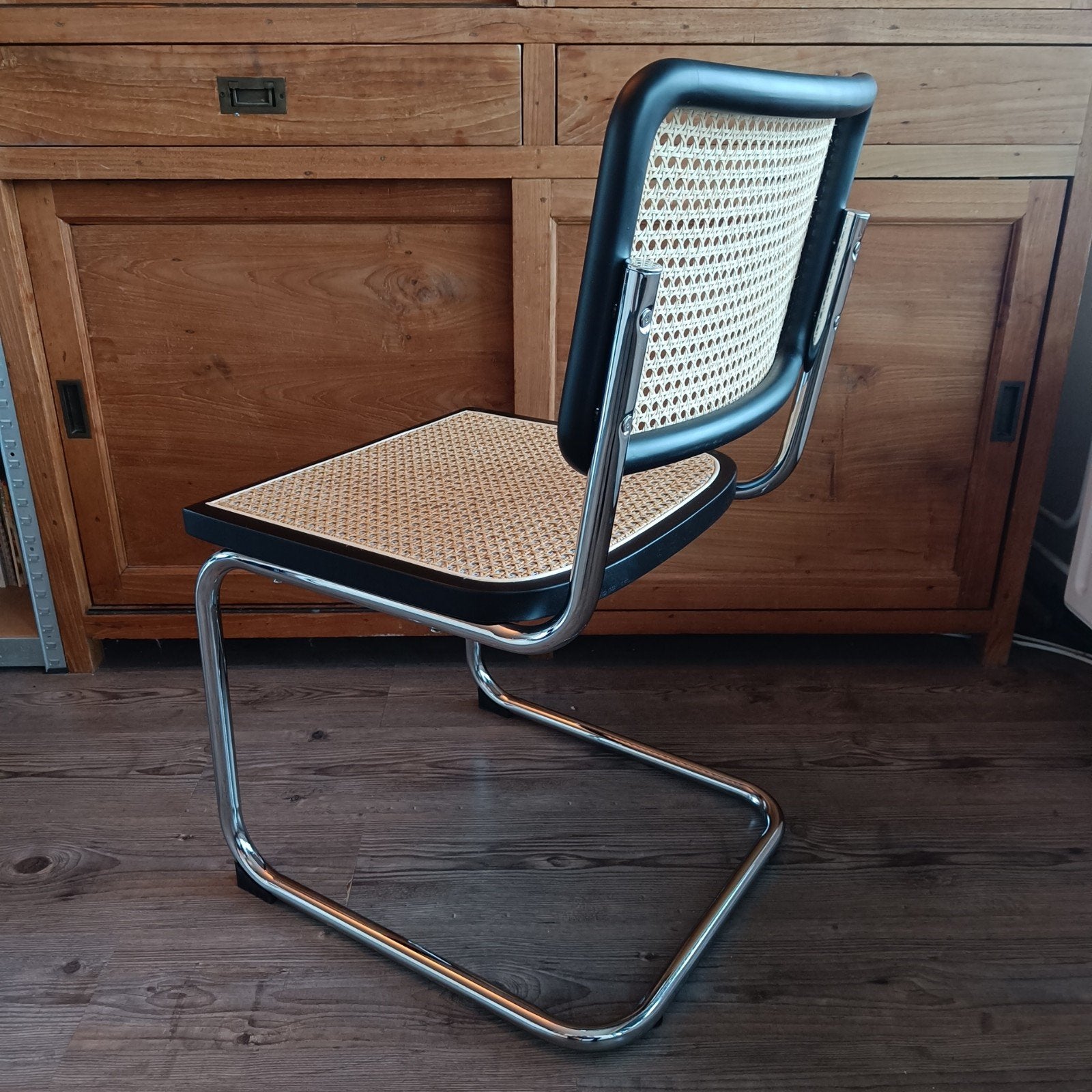 6x Thonet stijl Cesca Breuer Bauhaus buisframe stoel webbing, Hout, Zwart, Nieuw, Ophalen of Verzenden