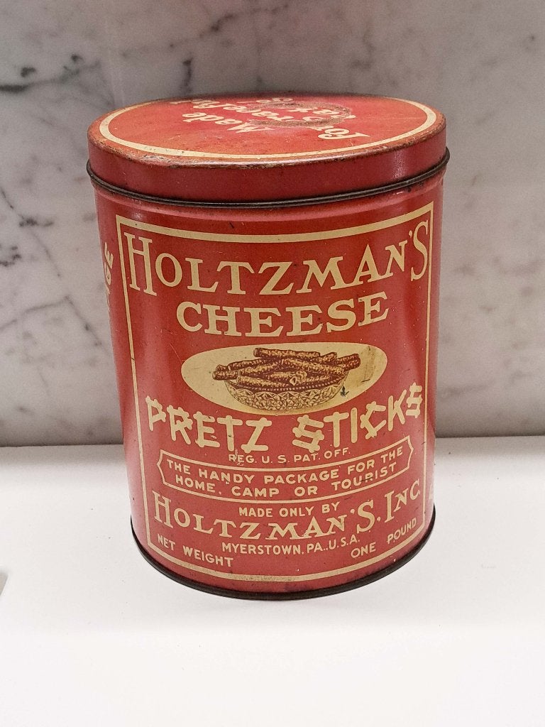 blik Origineel  reclameblik Holzman’s Cheese Pretz-Sticks, Verzamelen, Blikken, Ophalen of Verzenden, Gebruikt, Overige