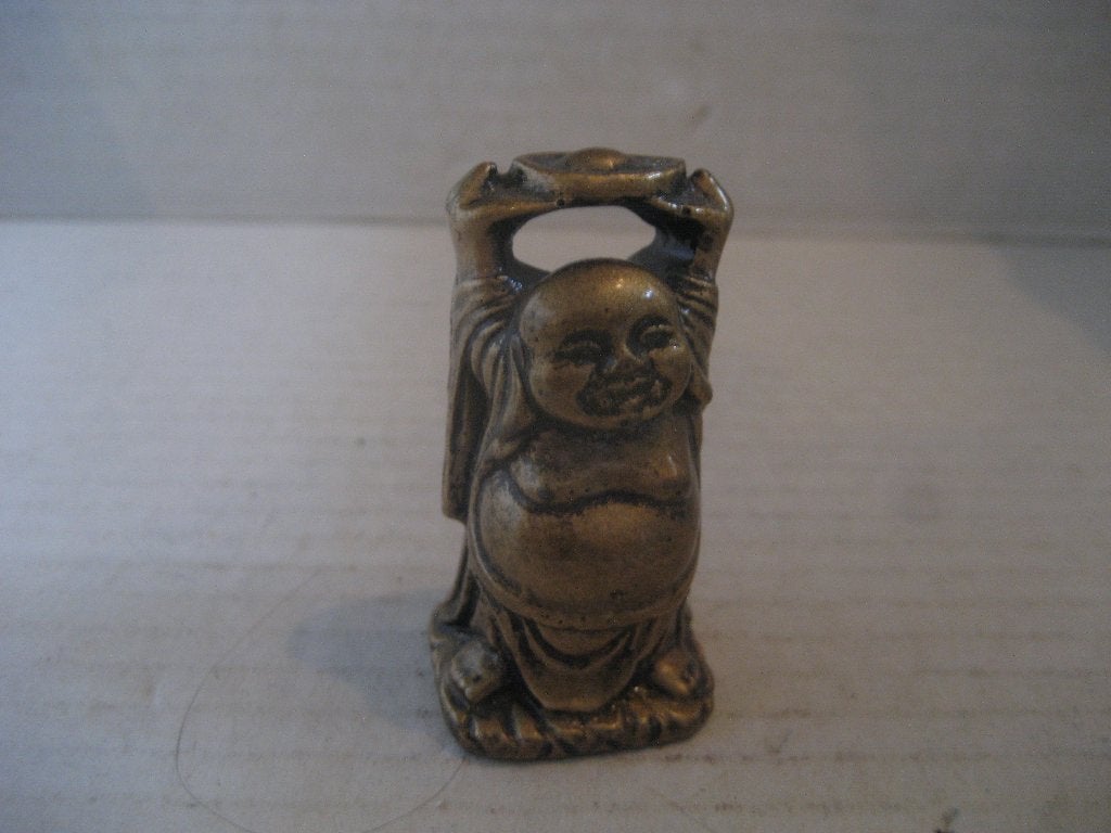 Boeddha van steen goudkleur, Gebruikt, Steen/keramiek, Ophalen of Verzenden, Massief