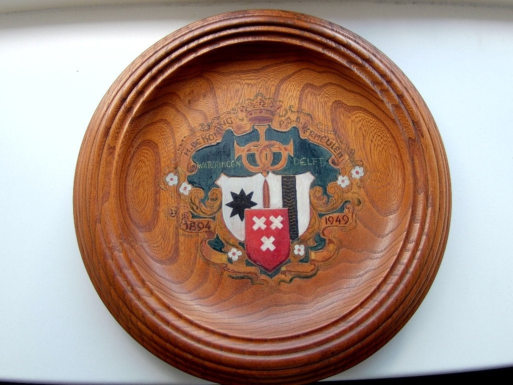 Handgeschilderd houten wandbord 55-jarig Huwelijk 1894-1949, Verzenden