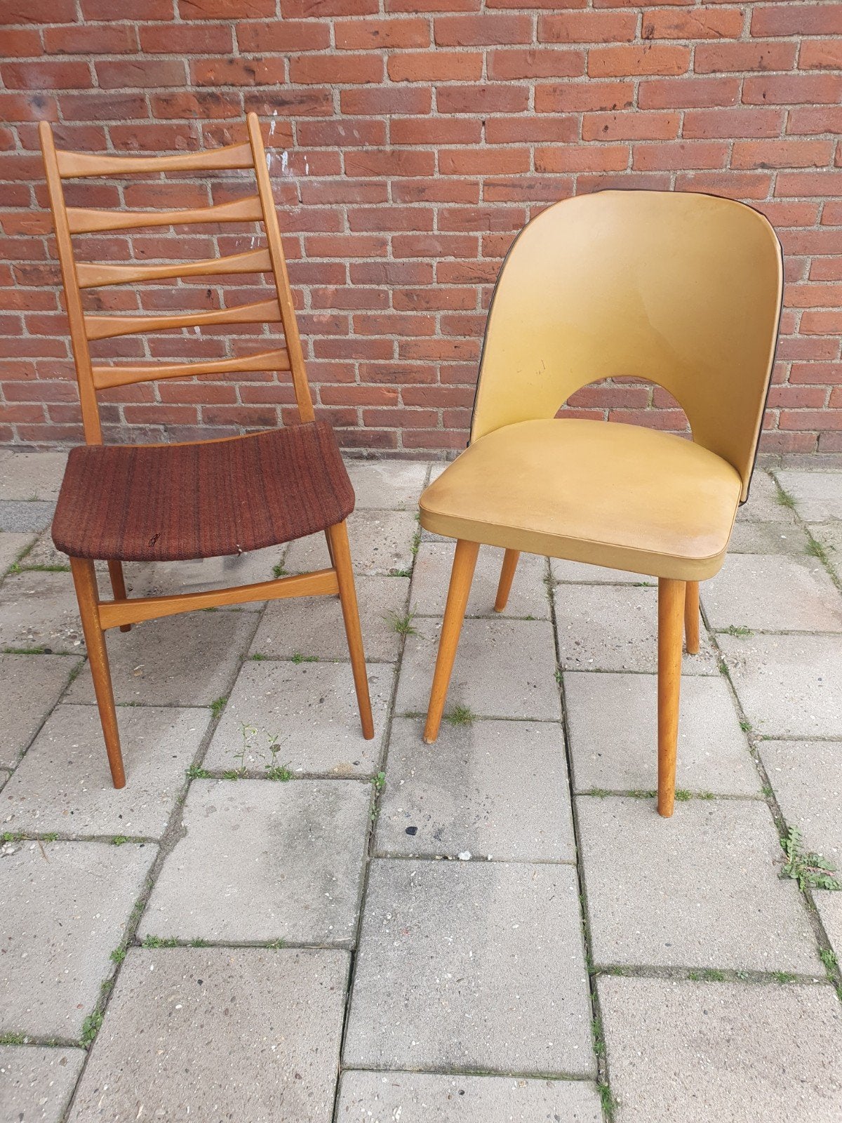 Twee leuke vintage stoelen., Ophalen, Gebruikt, Twee, Bruin